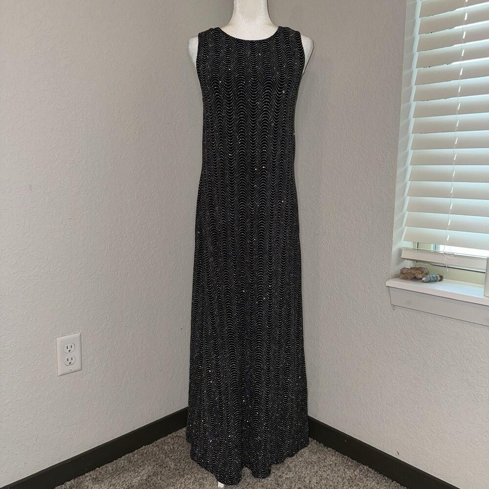 Vintage Ronnie Nicole Black‎ Sparkle Long Dress Size 6 Petite Elegant Evening